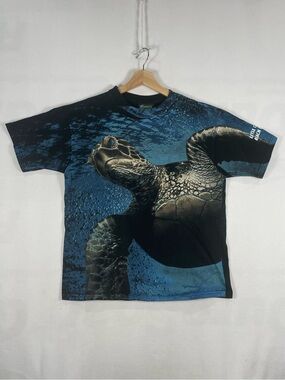 Vintage Y2K Little Cayman Beach Resort Turtle AOP Radical Nature T shirt Sz L